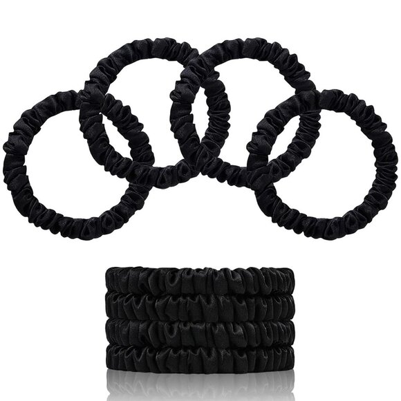 22 Momme 100% Pure Mulberry Silk Scrunchies 4 PCS - Small Hair Elastics and Ties - Picture 1 of 7